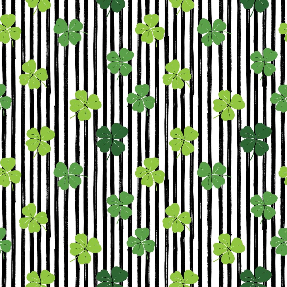 Clover leaf hand drawn doodle seamless pattern vector illustration. St Patricks Day symbol, Irish lucky shamrock background