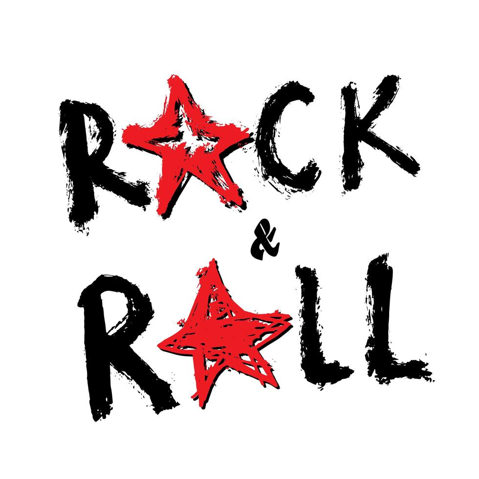 Music Rock and Roll Hand Drawn Lettering, Vector Illustration.