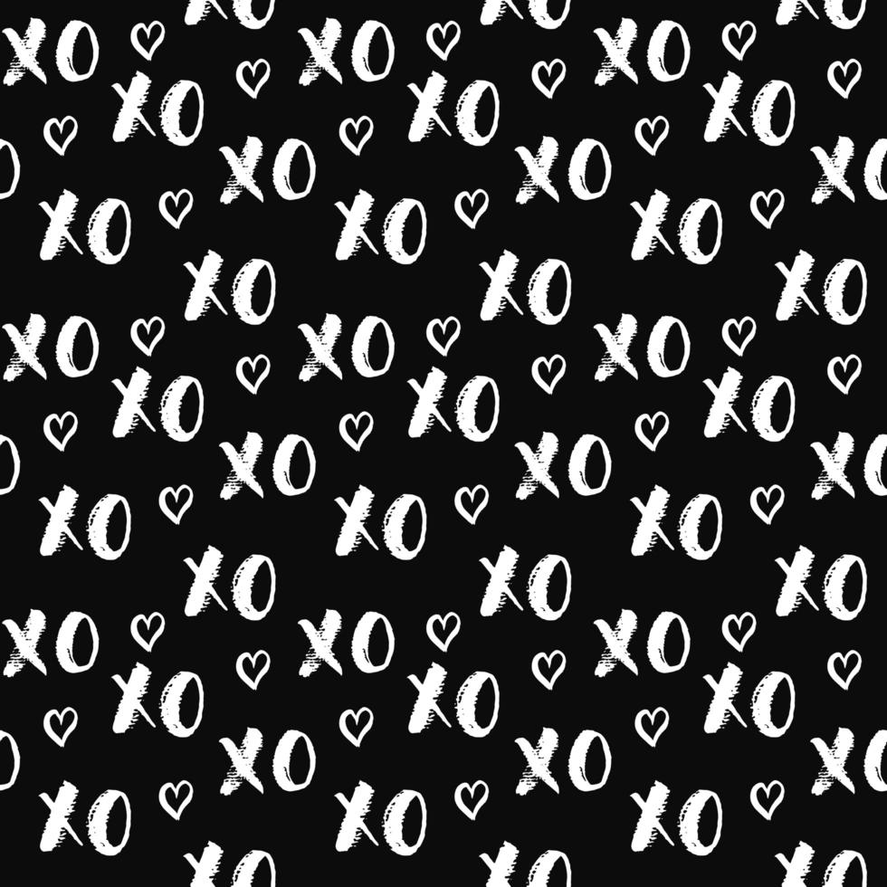 xoxo cepillo letras signos de patrones sin fisuras, caligrafía de grunge frase de abrazos y besos de c, abreviatura de jerga de internet, símbolos de xoxo, ilustración vectorial vector