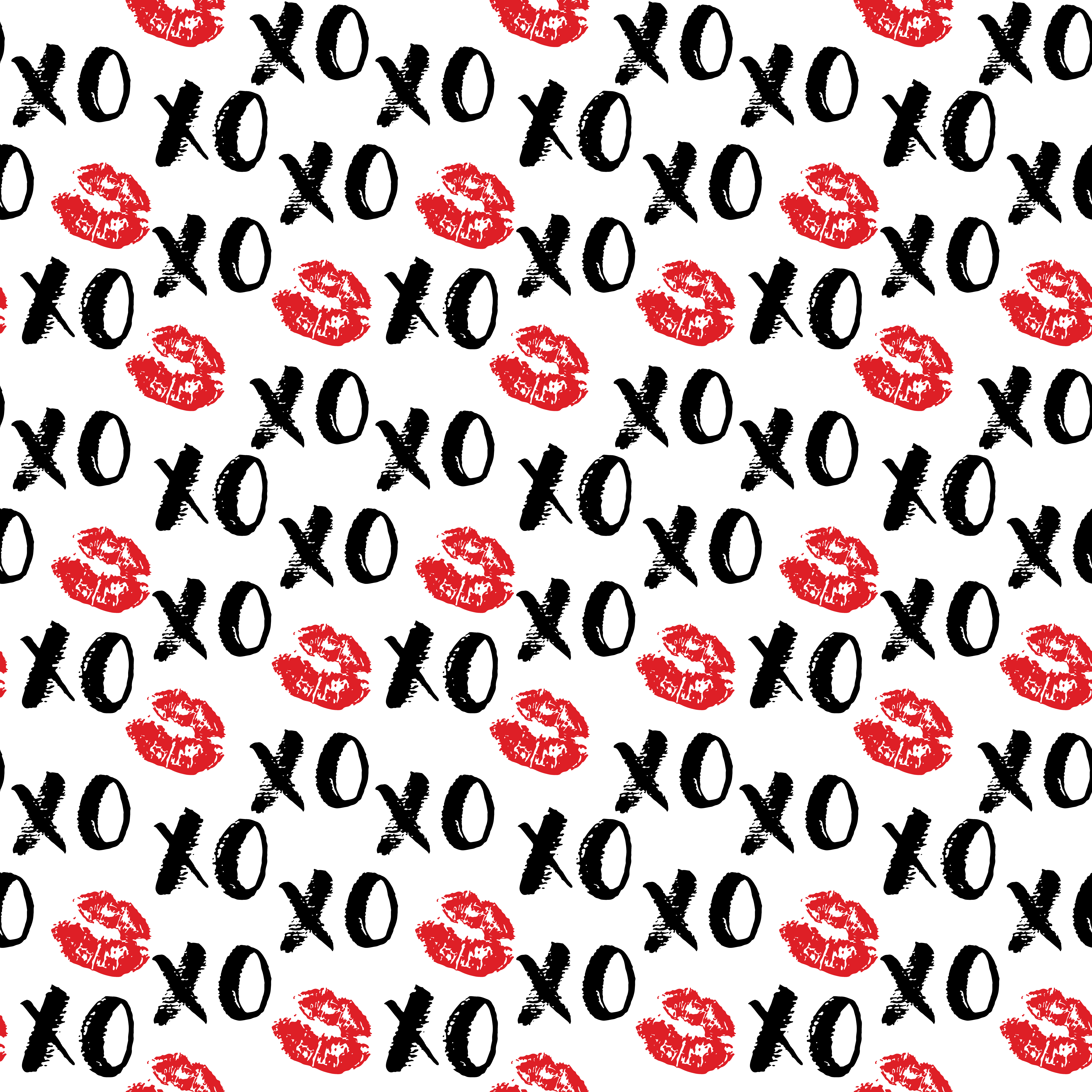 XOXO brush lettering signs seamless pattern, Grunge calligraphiv c