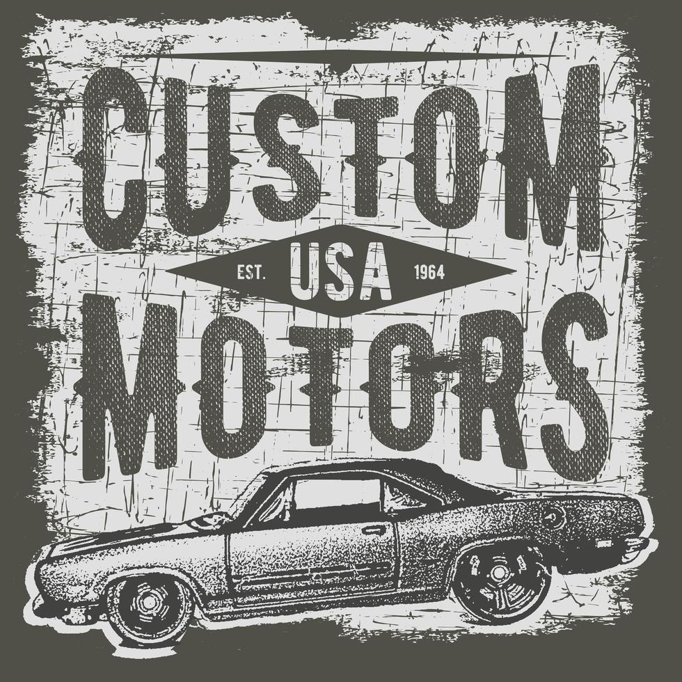 diseño de tipografía de camiseta, vector de coche retro, gráficos de impresión, ilustración de vector tipográfico, diseño gráfico de coche de época para impresión de etiqueta o camiseta, insignia, aplique