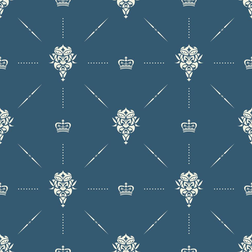 Royal wallpaper seamless pattern with crown and decorative elements. Luxury background vector