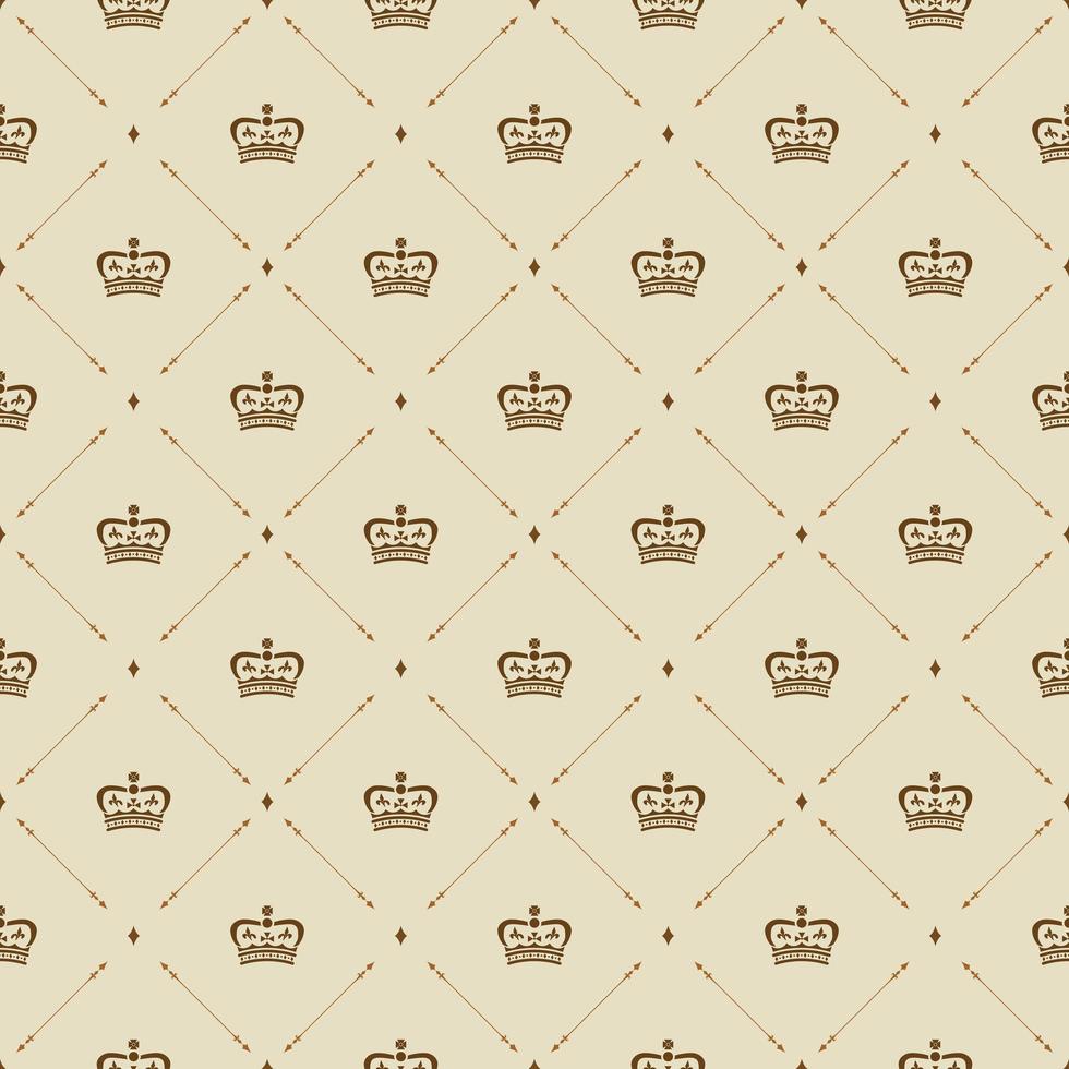 patrón transparente de papel tapiz real con corona y elementos decorativos. fondo de lujo vector