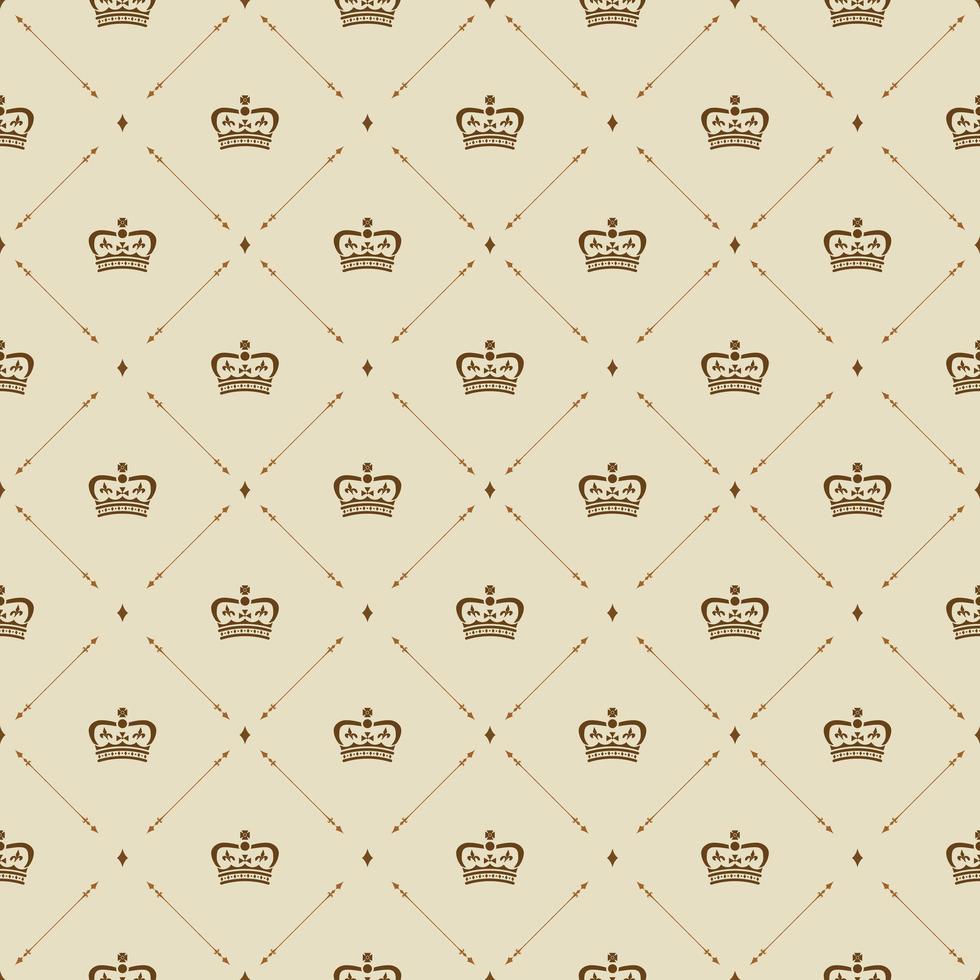 Royal wallpaper seamless pattern with crown and decorative elements. Luxury background vector
