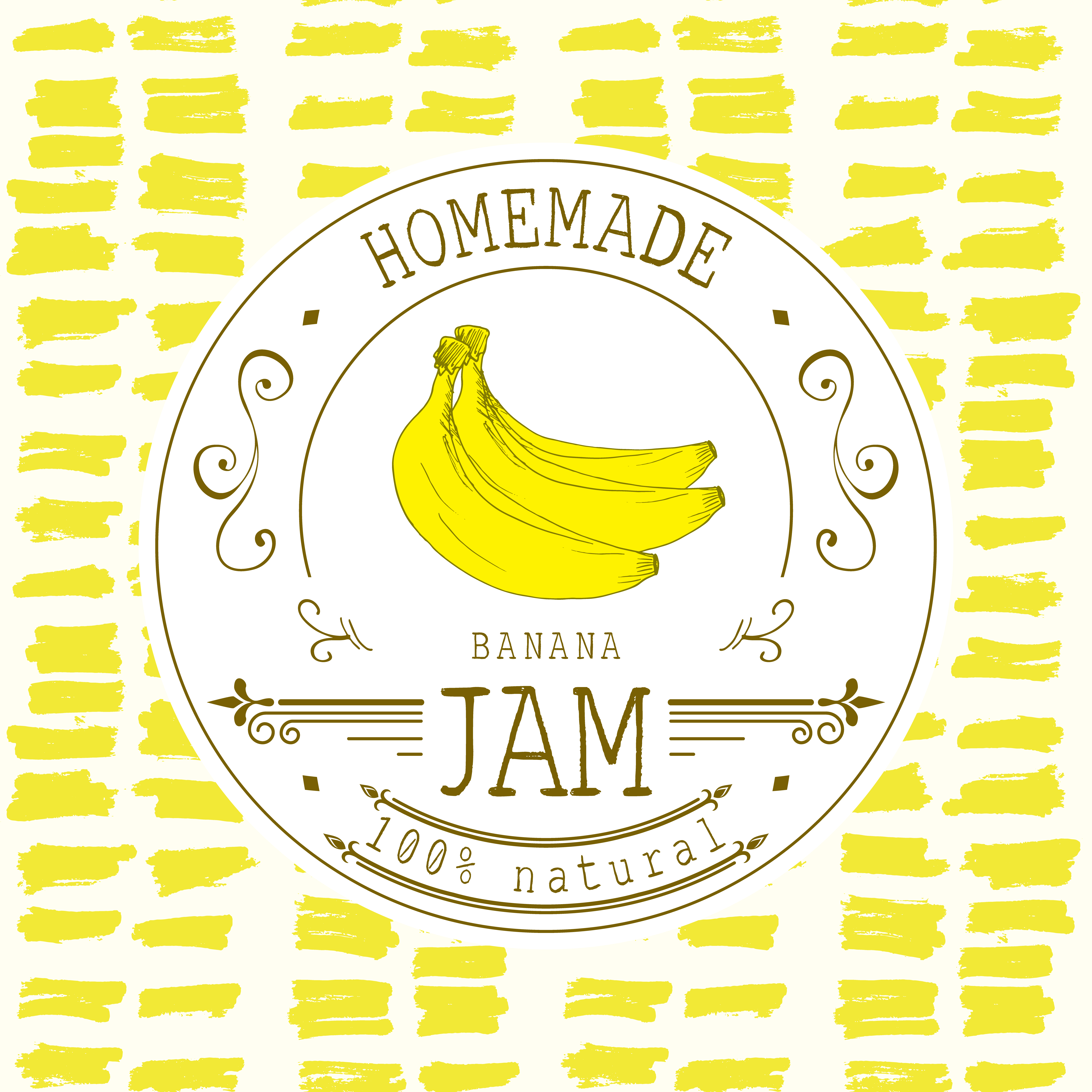 Jam label design template. for banana dessert product with ...