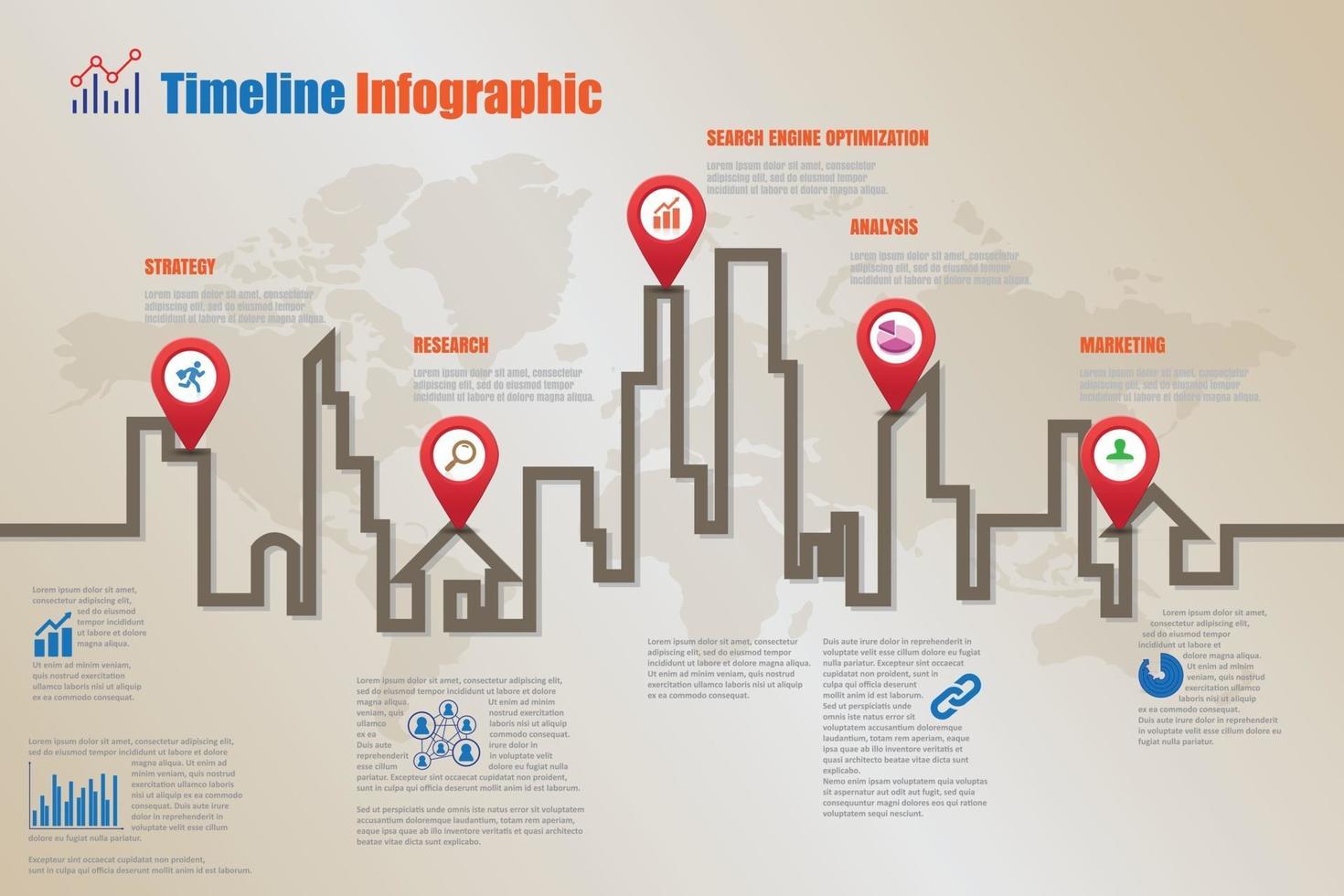 Business road map timeline infographic icons designed for abstract background template. Element modern diagram process, web pages technology, digital marketing data presentation chart vector