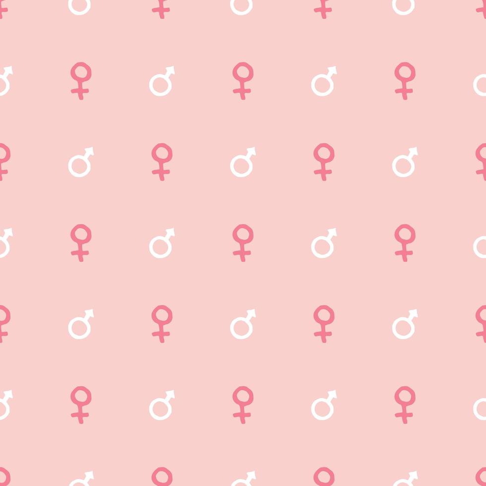Mars and Venus seamless pattern vector illustration. Hand drawn sketched doodle gender background
