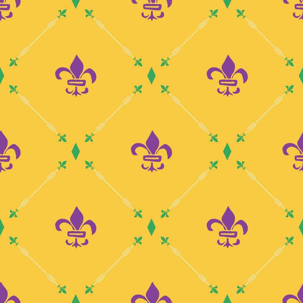 Mardi Gras seamless pattern vector illustration. Hand drawn sketched doodle Holyday elements and royal symbols, Vector illustration