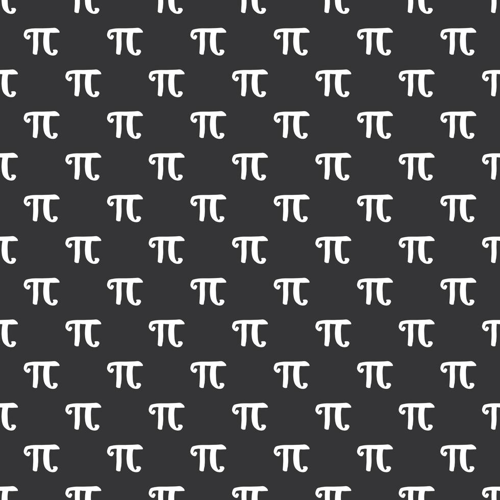 Pi symbol seamless pattern vector illustration. Hand drawn sketched Grunge mathematical signs and formulas, Vector illustration