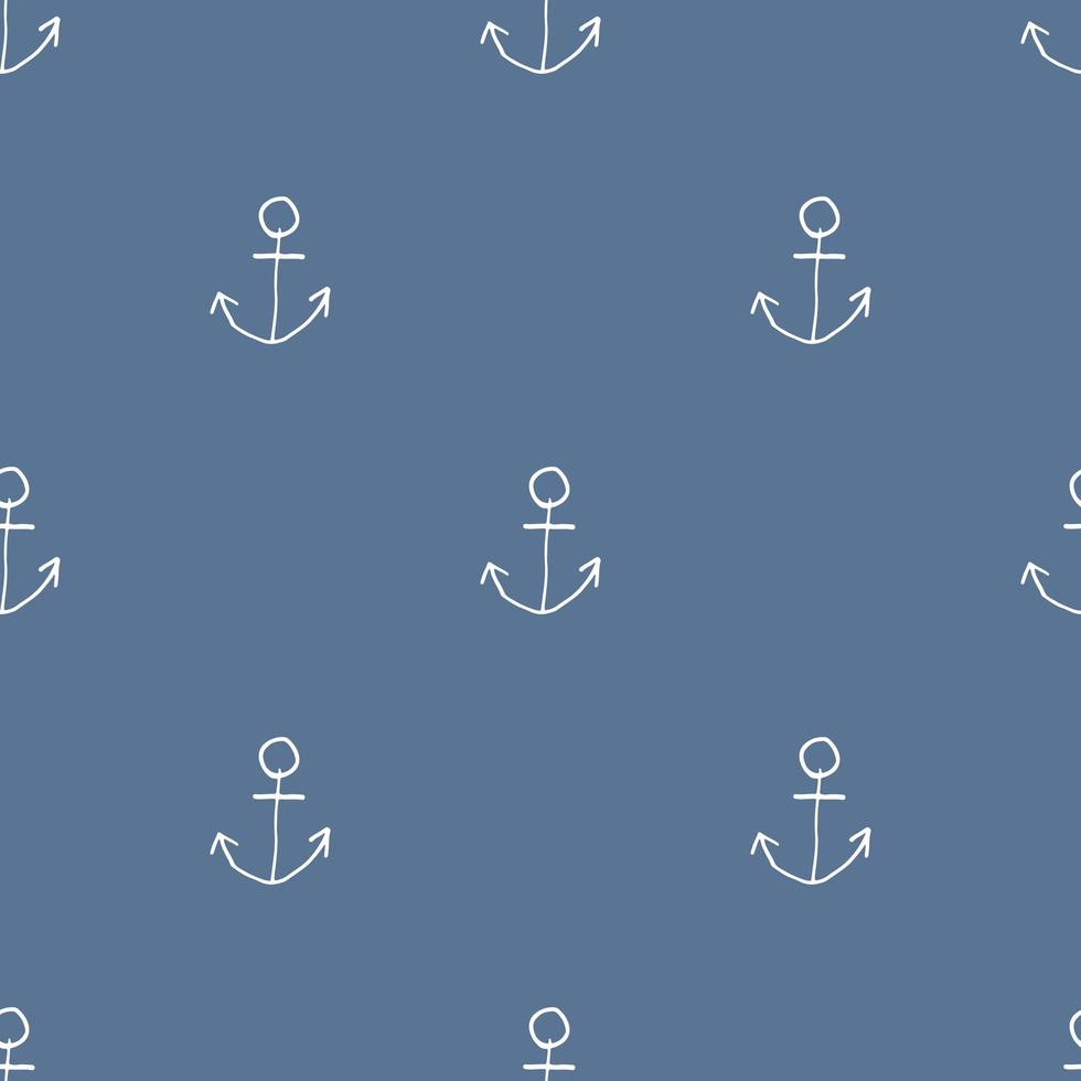 Anchor Hand Drawn Seamless Pattern Vector Illustration.