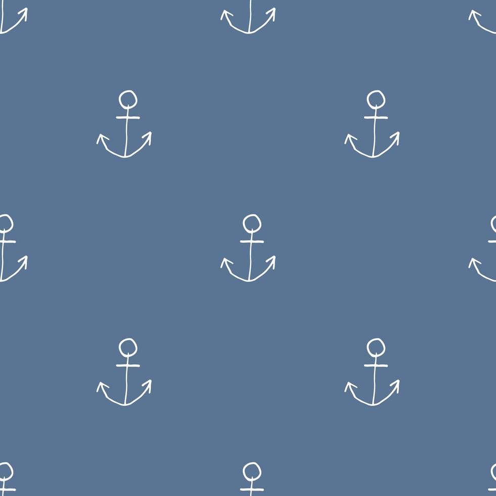 Anchor Hand Drawn Seamless Pattern Vector Illustration.