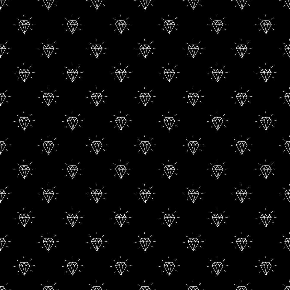 Diamond seamless pattern vector illustration. Hand drawn sketched doodle diamond symbols background