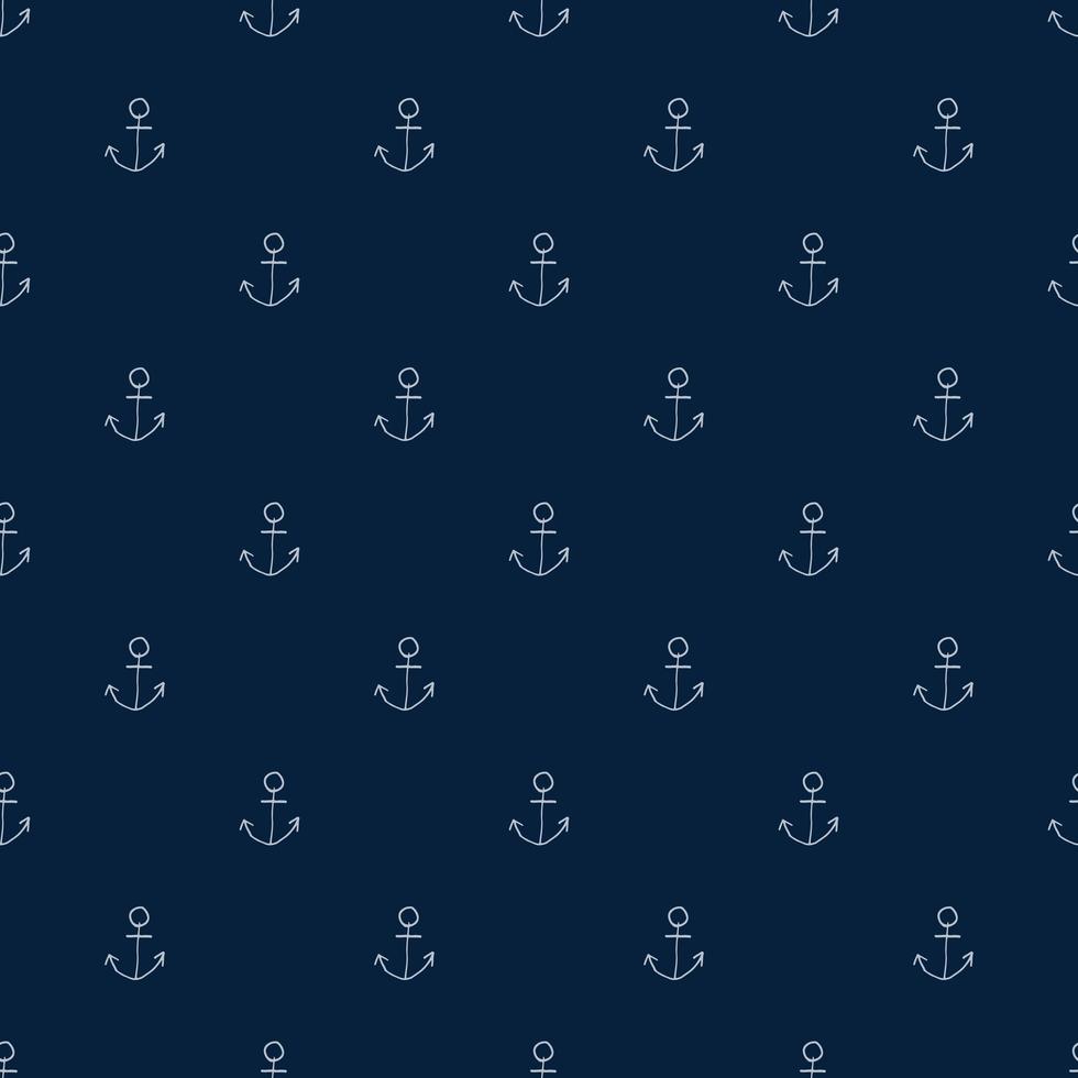 Anchor Hand Drawn Seamless Pattern Vector Illustration.