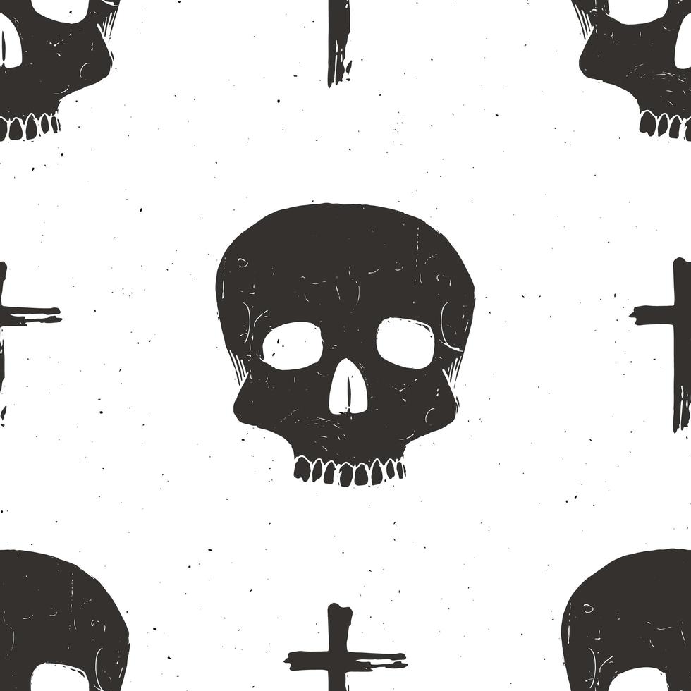 Skull and cross sumbol seamless pattern, hand drawn sketch vector illustration