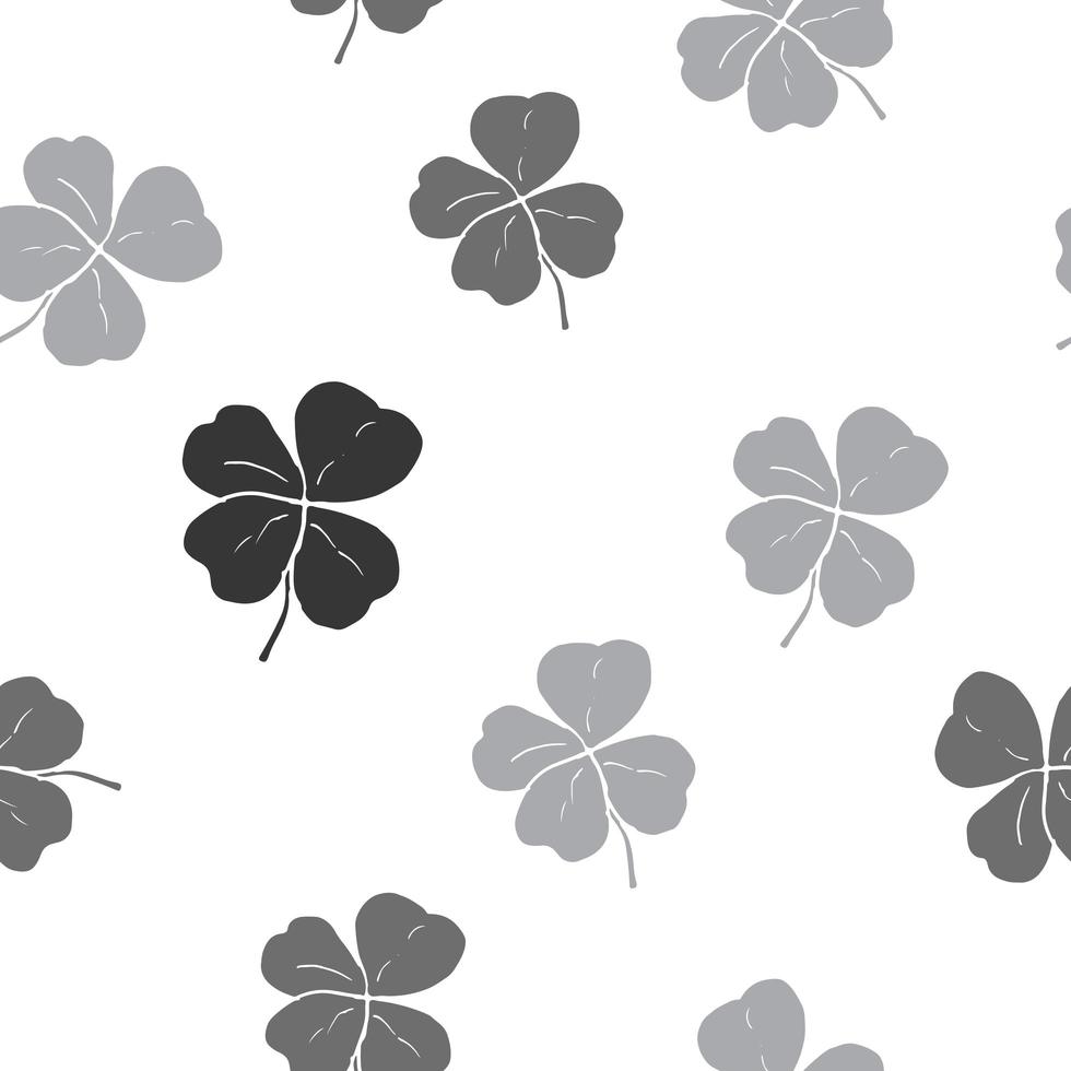 Clover leaf hand drawn doodle seamless pattern vector illustration. St Patricks Day symbol, Irish lucky shamrock background