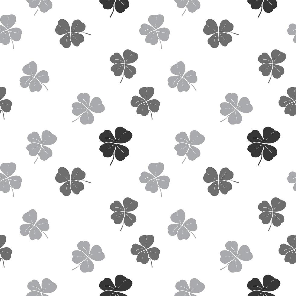 Clover leaf hand drawn doodle seamless pattern vector illustration. St Patricks Day symbol, Irish lucky shamrock background.