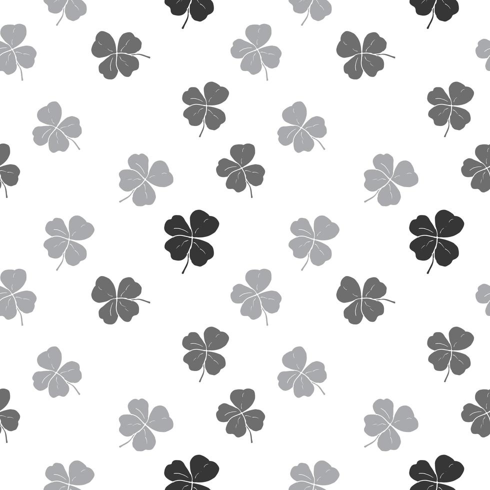 Clover leaf hand drawn doodle seamless pattern vector illustration. St Patricks Day symbol, Irish lucky shamrock background.