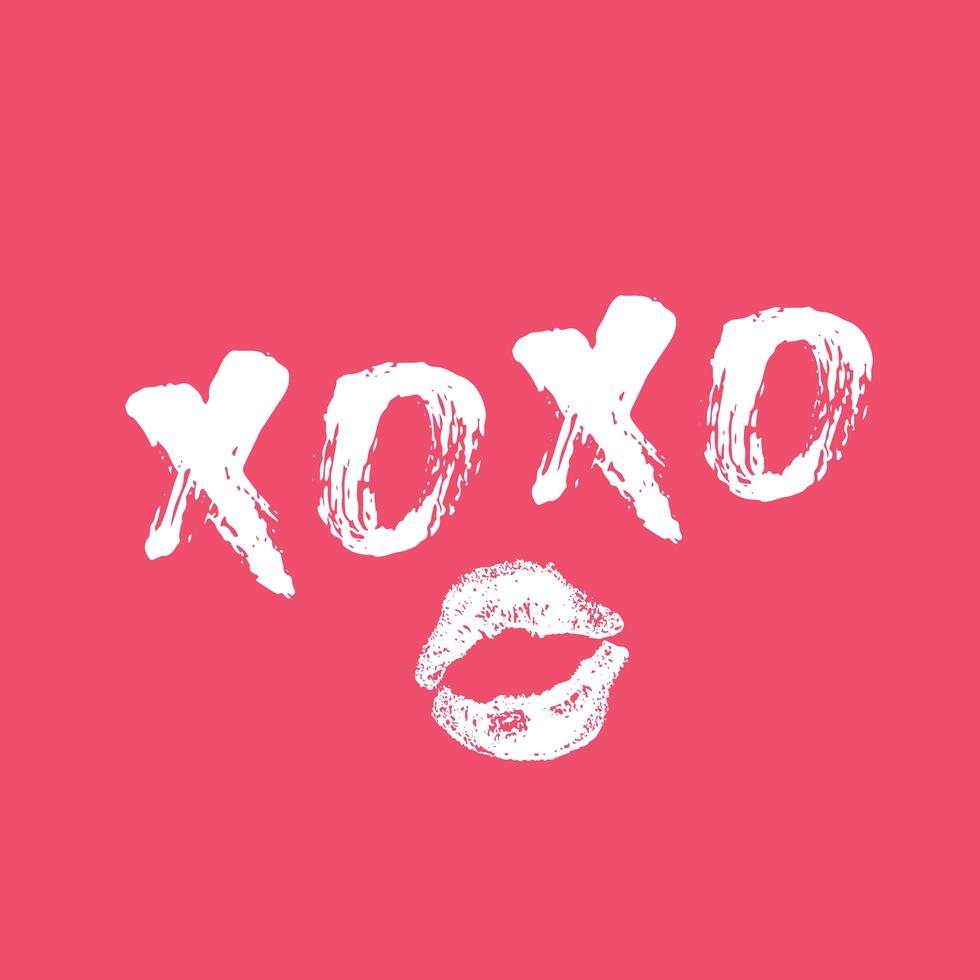 XOXO brush lettering sign, Grunge calligraphic hugs and kisses Phrase ...