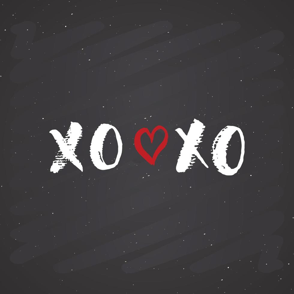 Signo de letras de pincel xoxo, caligrafía de grunge.Frase de abrazos y besos de iv, abreviatura de jerga de Internet, símbolos de xoxo, ilustración vectorial sobre fondo de pizarra vector