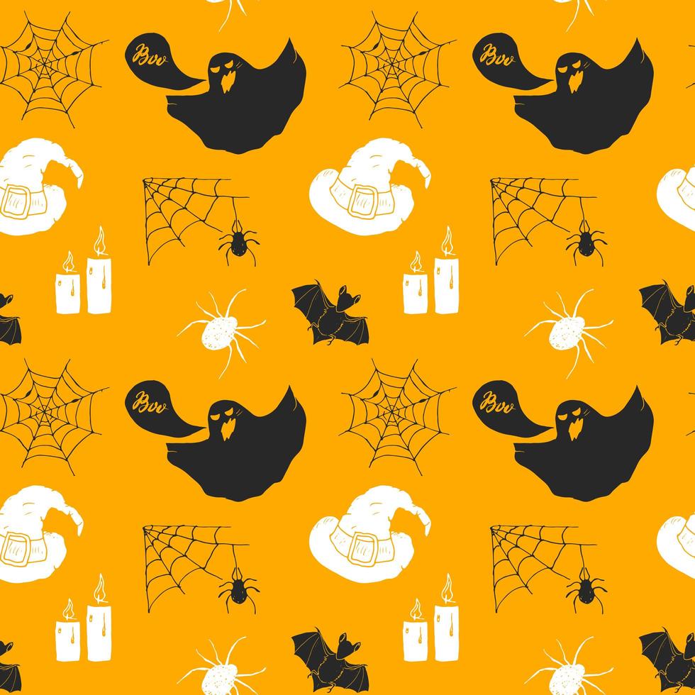 patrón sin costuras de halloween. Dibujado a mano fondo esbozado, invitación a una fiesta o diseño de banner de vacaciones ilustración vectorial vector