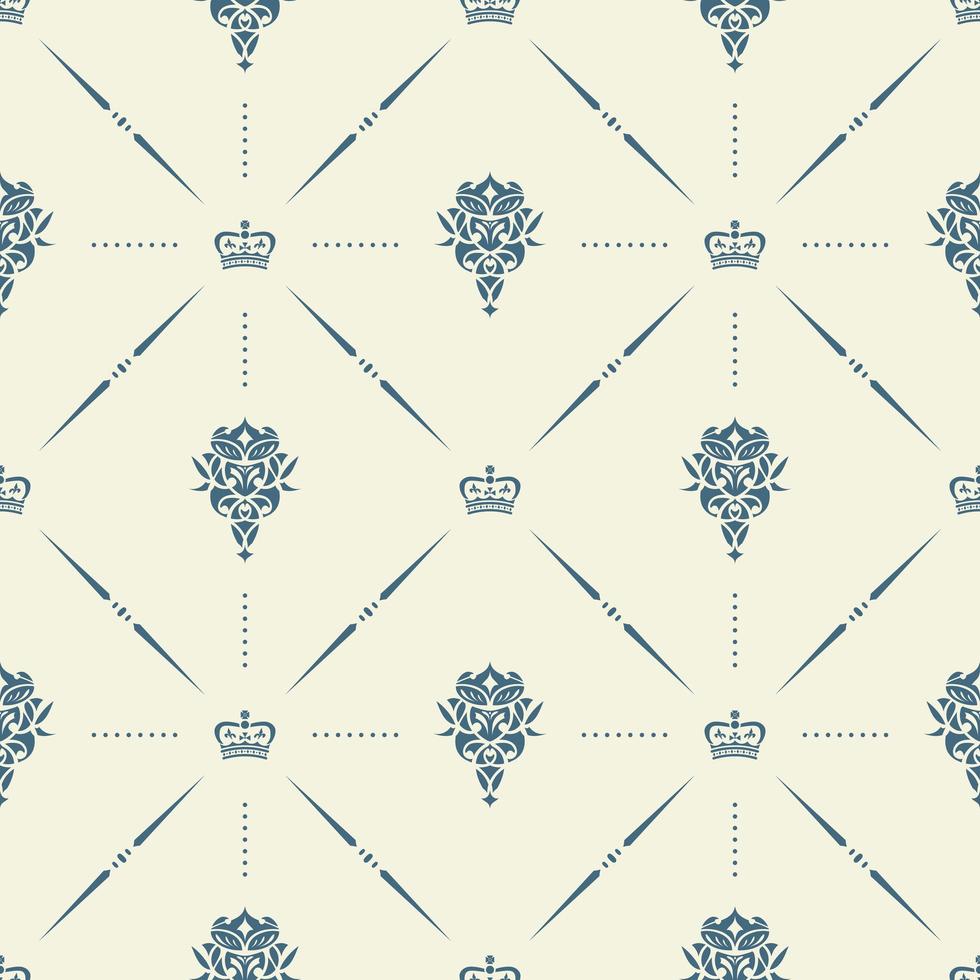 Royal wallpaper seamless pattern with crown and decorative elements. Luxury background vector