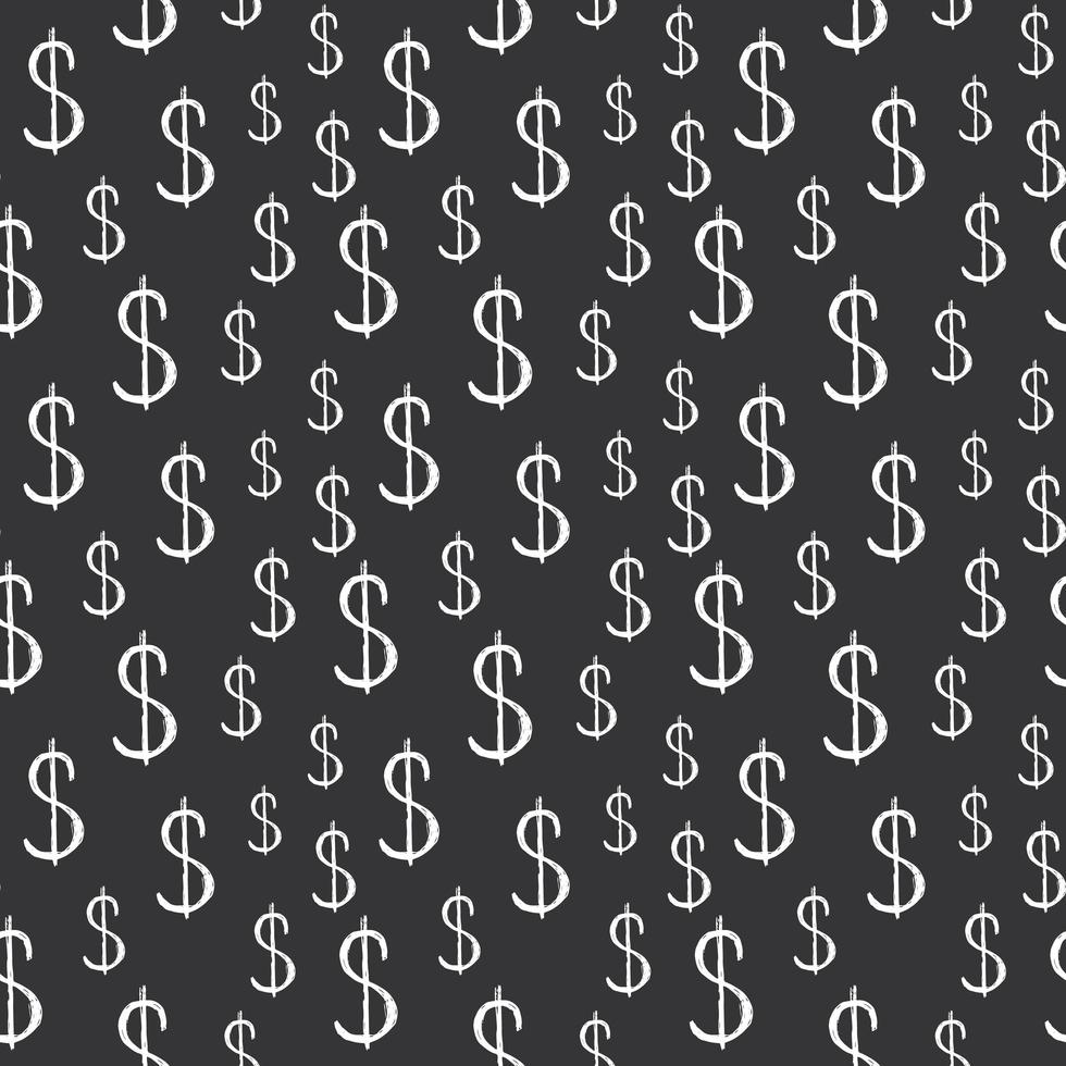 Dollar sign icon brush lettering seamless pattern, Grunge calligraphic symbols background, vector illustration