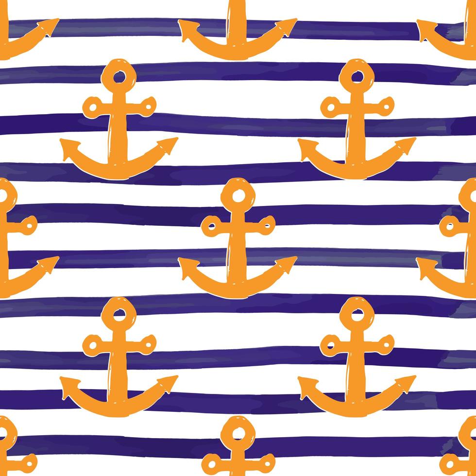 Anchor on Lines Seamless Pattern Vector Illustration.