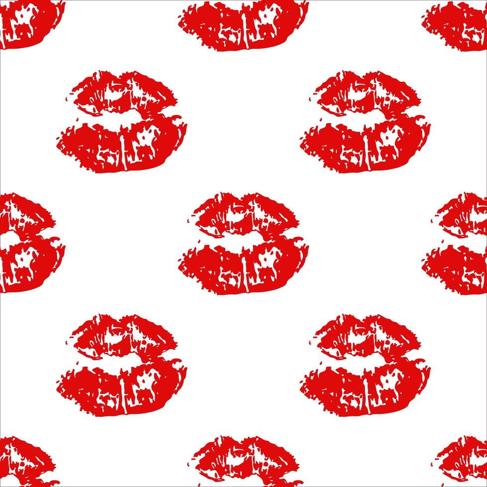 Kiss, Lips Seamless Pattern background. Vector Illustration isolated on white.