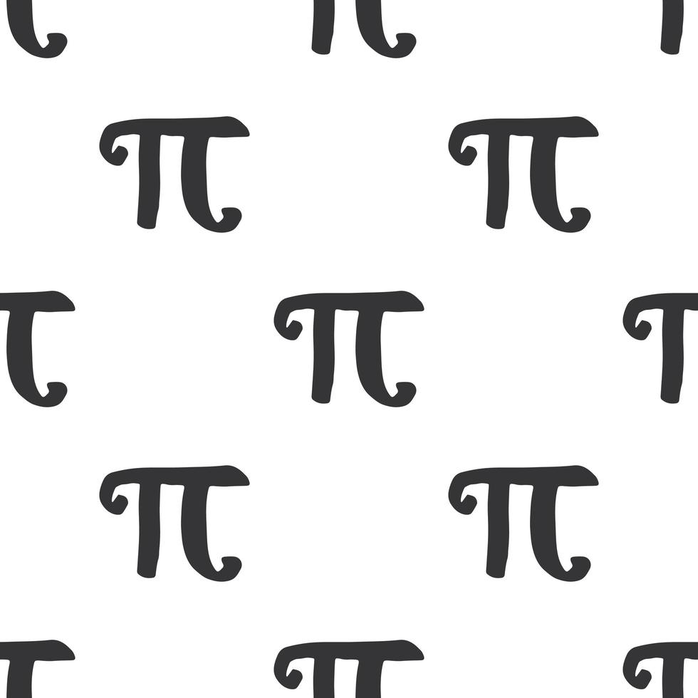 Pi symbol seamless pattern vector illustration. Hand drawn sketched Grunge mathematical signs and formulas, Vector illustration
