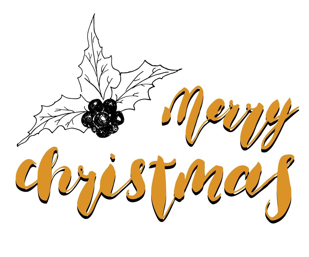 Merry Chistmas lettering. Hand drawn vector illustration.