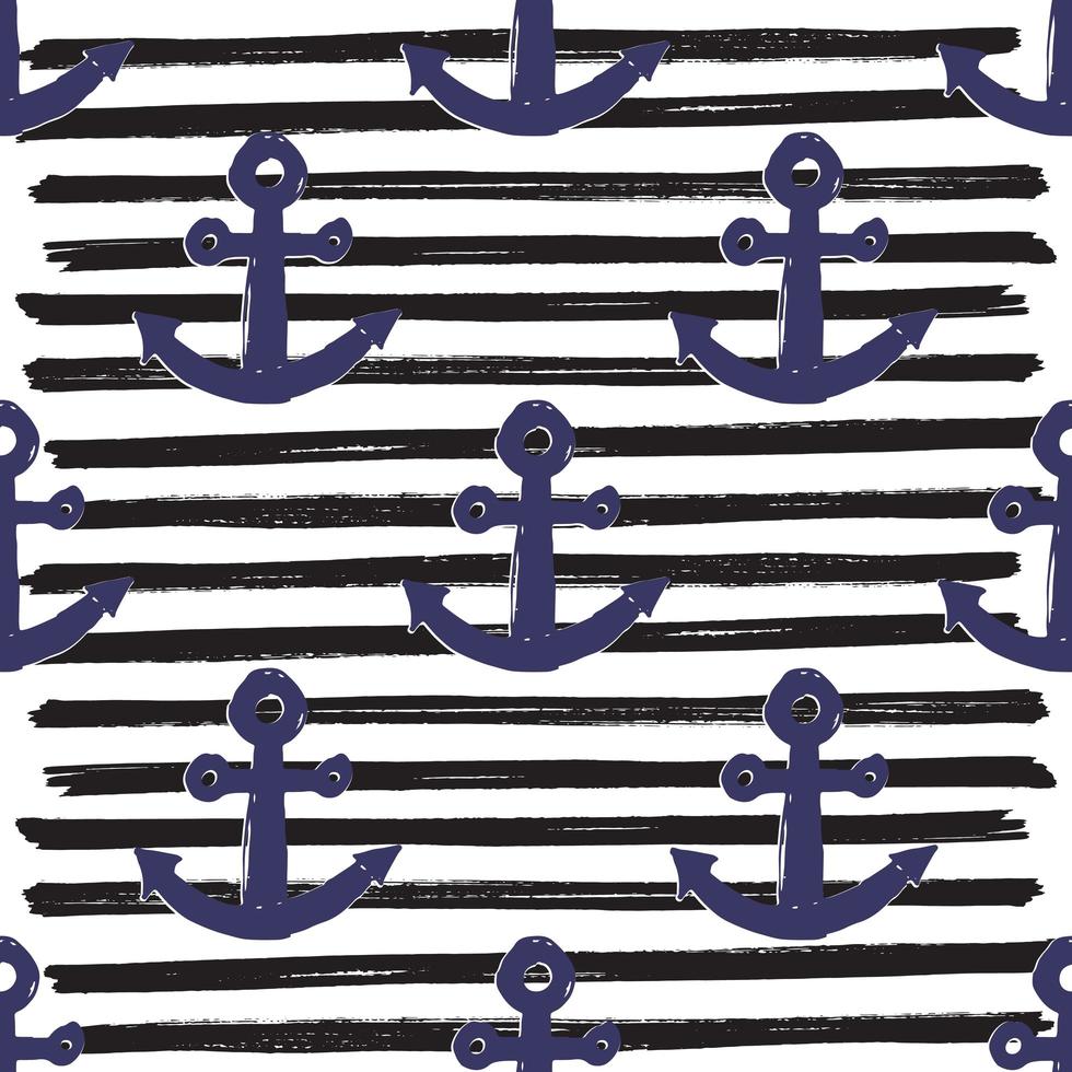 Anchor on Lines Seamless Pattern Vector Illustration