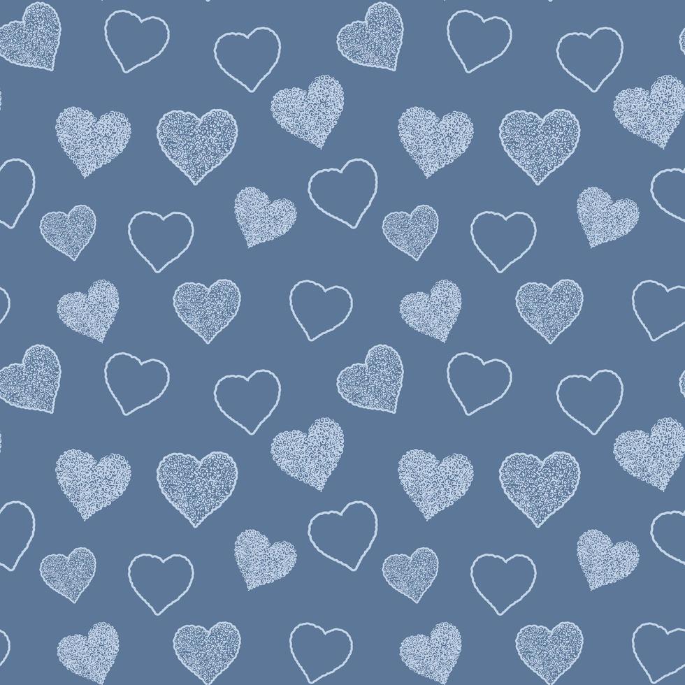 Seamless pattern with hand drawn doodle hearts, vector illustration, Abstract background
