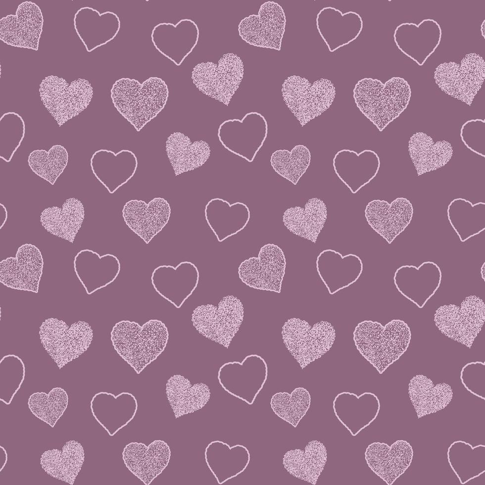 Seamless pattern with hand drawn doodle hearts, vector illustration, Abstract background