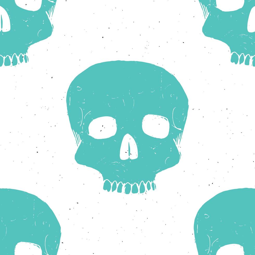 Skull seamless pattern, hand drawn sketch vector illustration