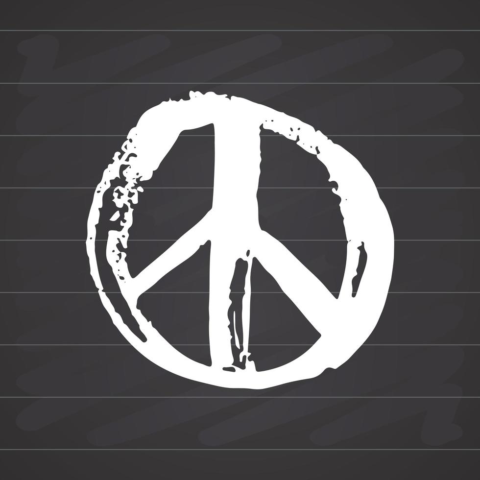 Peace symbol, hand drawn grunge Hippie or pacifist sign, vector illustration isolated on white background