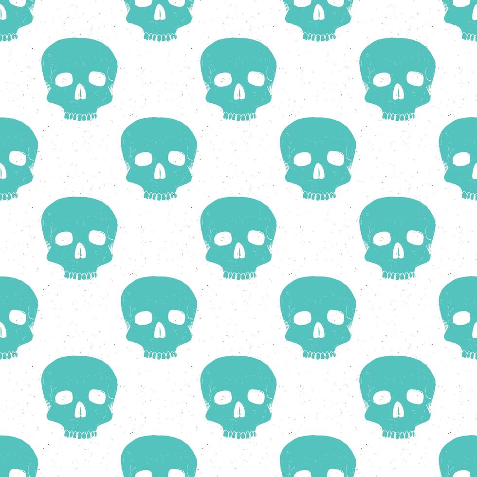 Skull seamless pattern, hand drawn sketch vector illustration