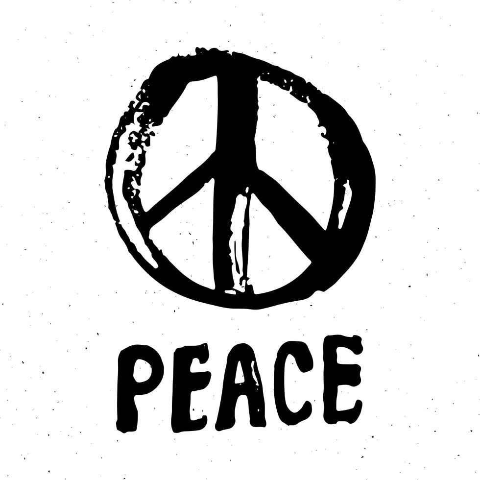 Peace symbol, hand drawn grunge Hippie or pacifist sign, vector  illustration isolated on white background 2481491 Vector Art at Vecteezy