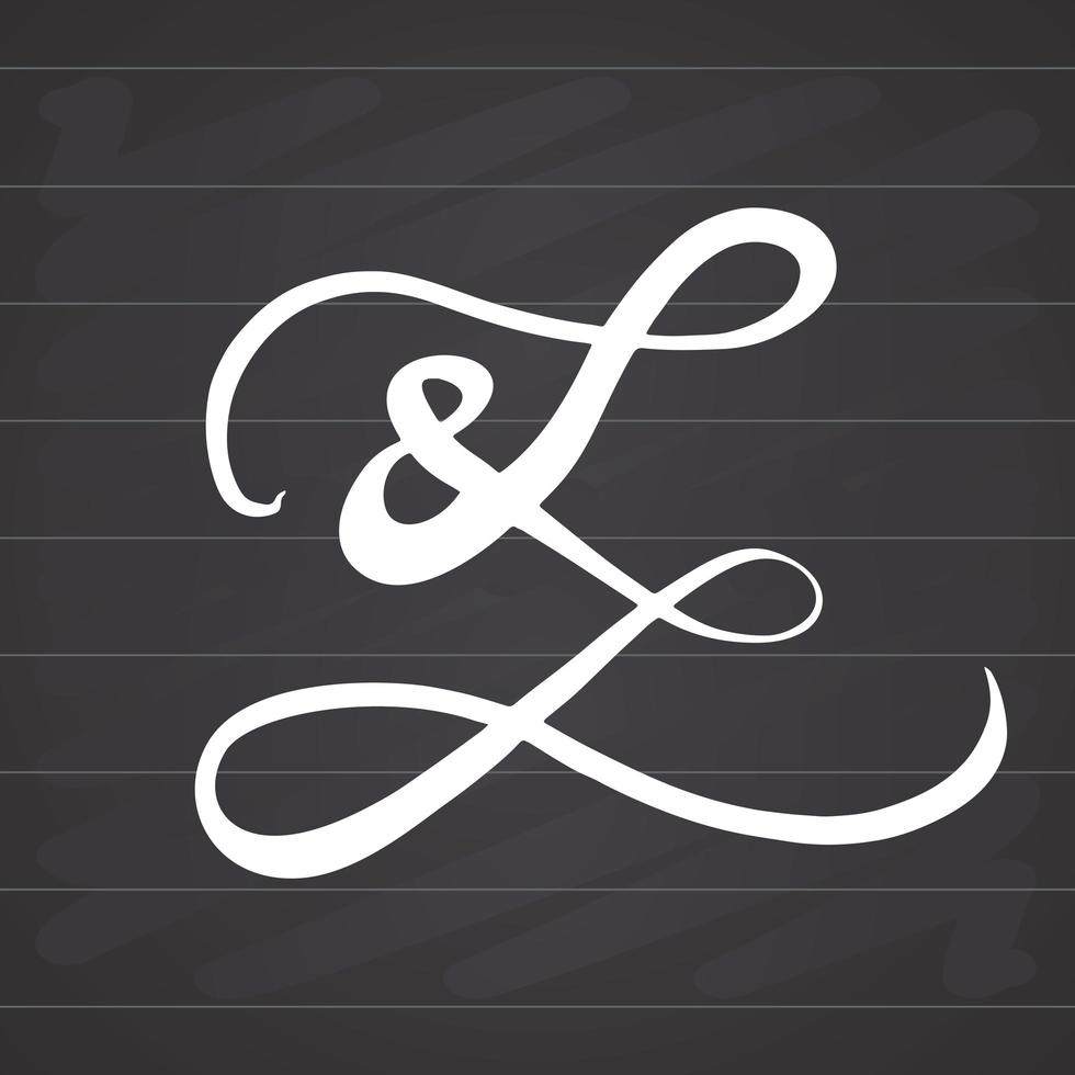 Símbolo de ampersand, signo de grunge dibujado a mano, ilustración vectorial aislado sobre fondo blanco en el fondo de la pizarra vector