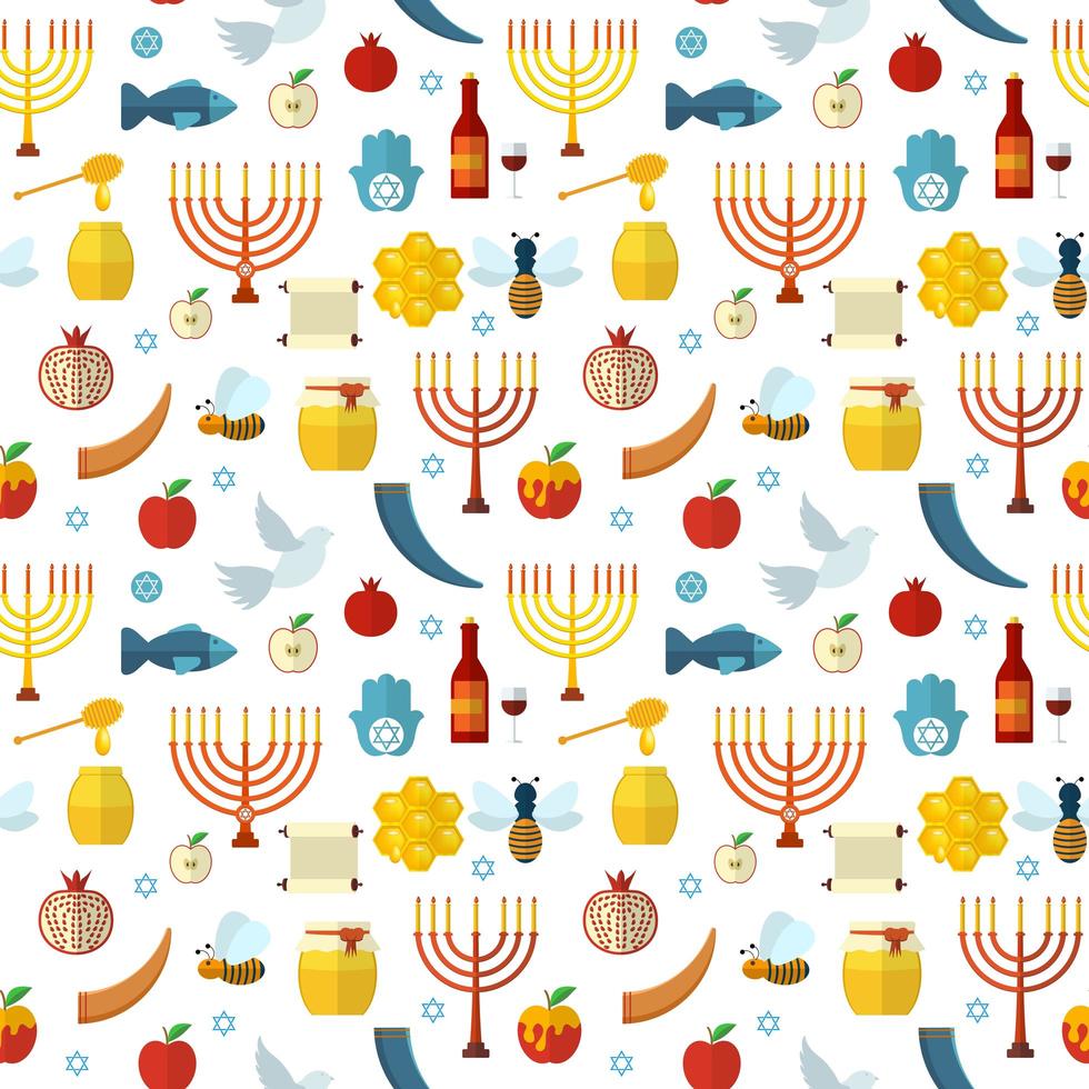 Rosh Hashanah, Shana Tova seamless pattern vector illustration.