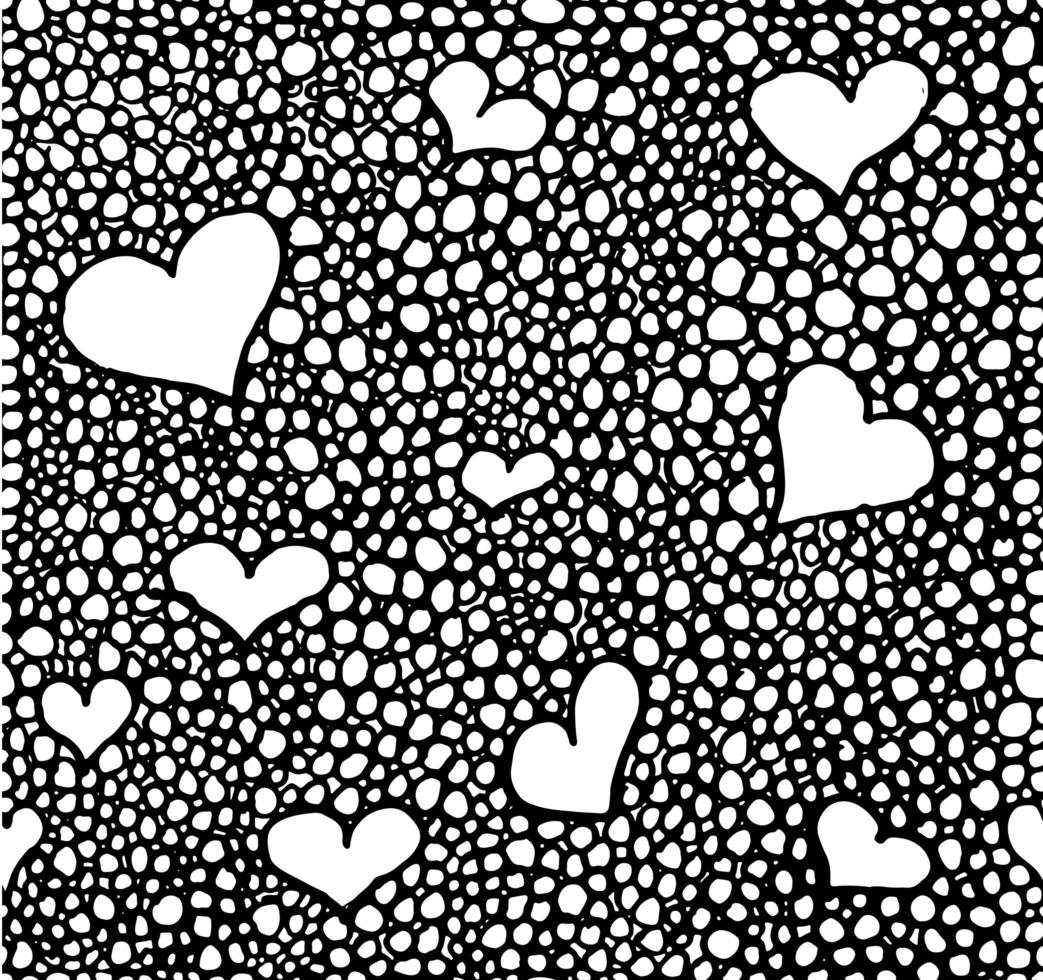 Hand drawn black brush circles and dots seamless pattern, vector illustration