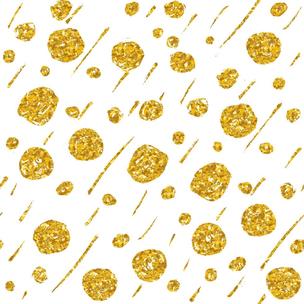 Hand drawn dotted seamless gold glitter pattern. brush circles and dots seamless pattern, vector illustration