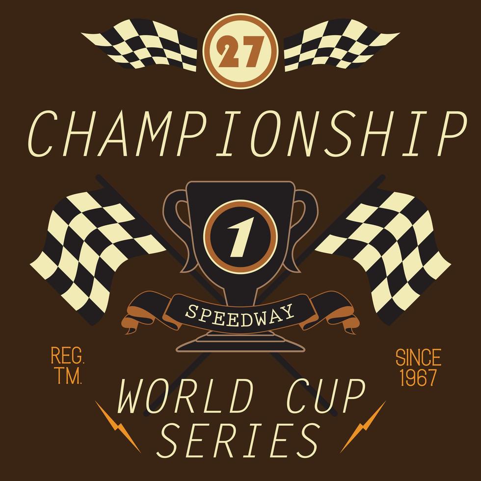 diseño de impresión de camisetas, gráficos de tipografía, campeonato de speedway word cup series vector illustration badge aplique etiqueta