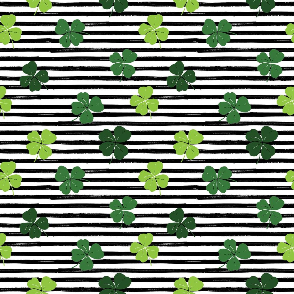 Clover leaf hand drawn doodle seamless pattern vector illustration. St Patricks Day symbol, Irish lucky shamrock background.