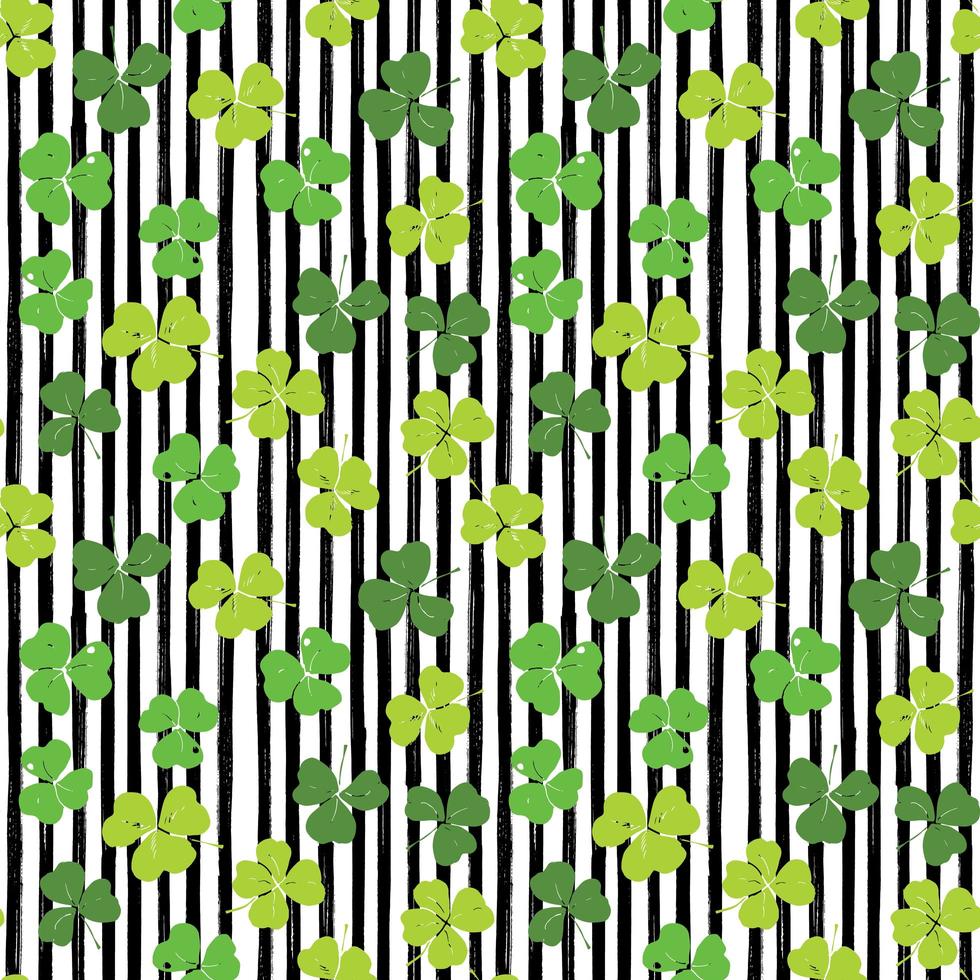 Clover leaf hand drawn doodle seamless pattern vector illustration. St Patricks Day symbol, Irish lucky shamrock background