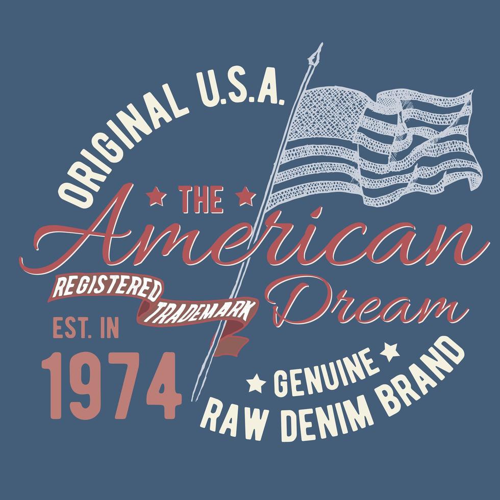 T-shirt typography design, USA printing graphics, typographic american vector illustration, united states graphic design for label or t-shirt print, Badge, Applique