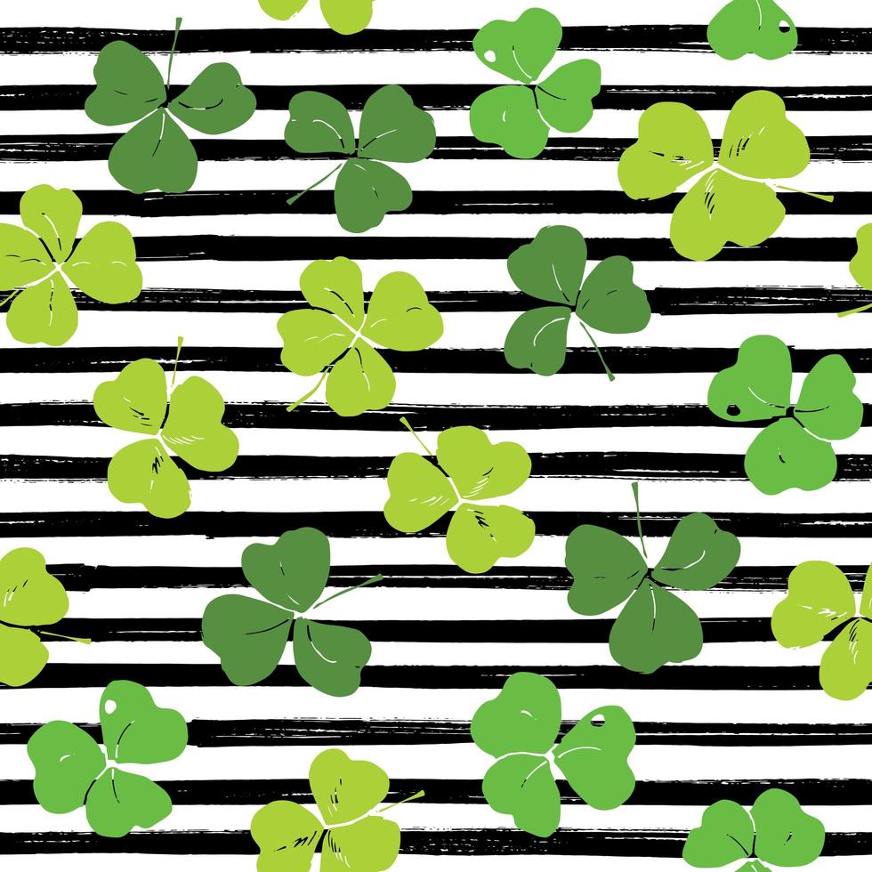 Clover leaf hand drawn doodle seamless pattern vector illustration. St Patricks Day symbol, Irish lucky shamrock background