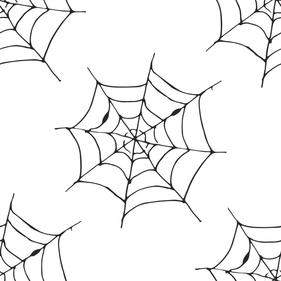 Spider web seamless pattern vector illustration. Hand drawn sketched web background