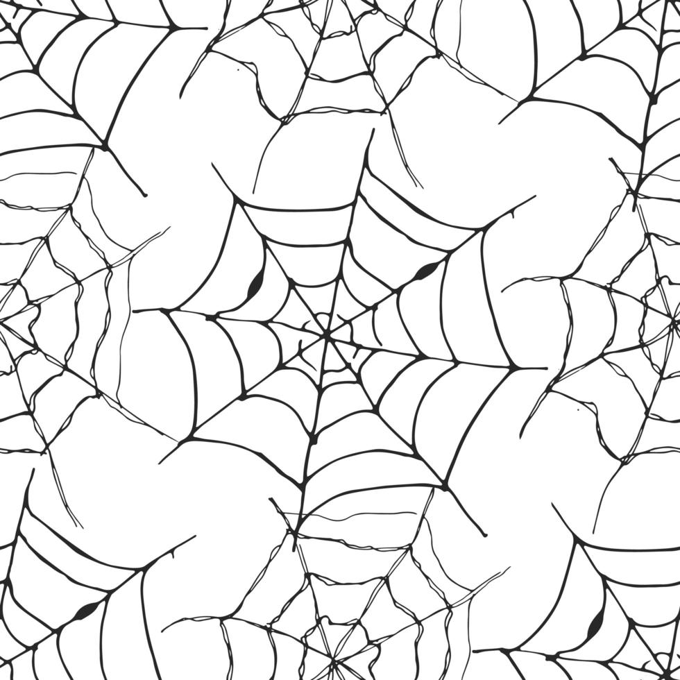Spider web seamless pattern vector illustration. Hand drawn sketched web background