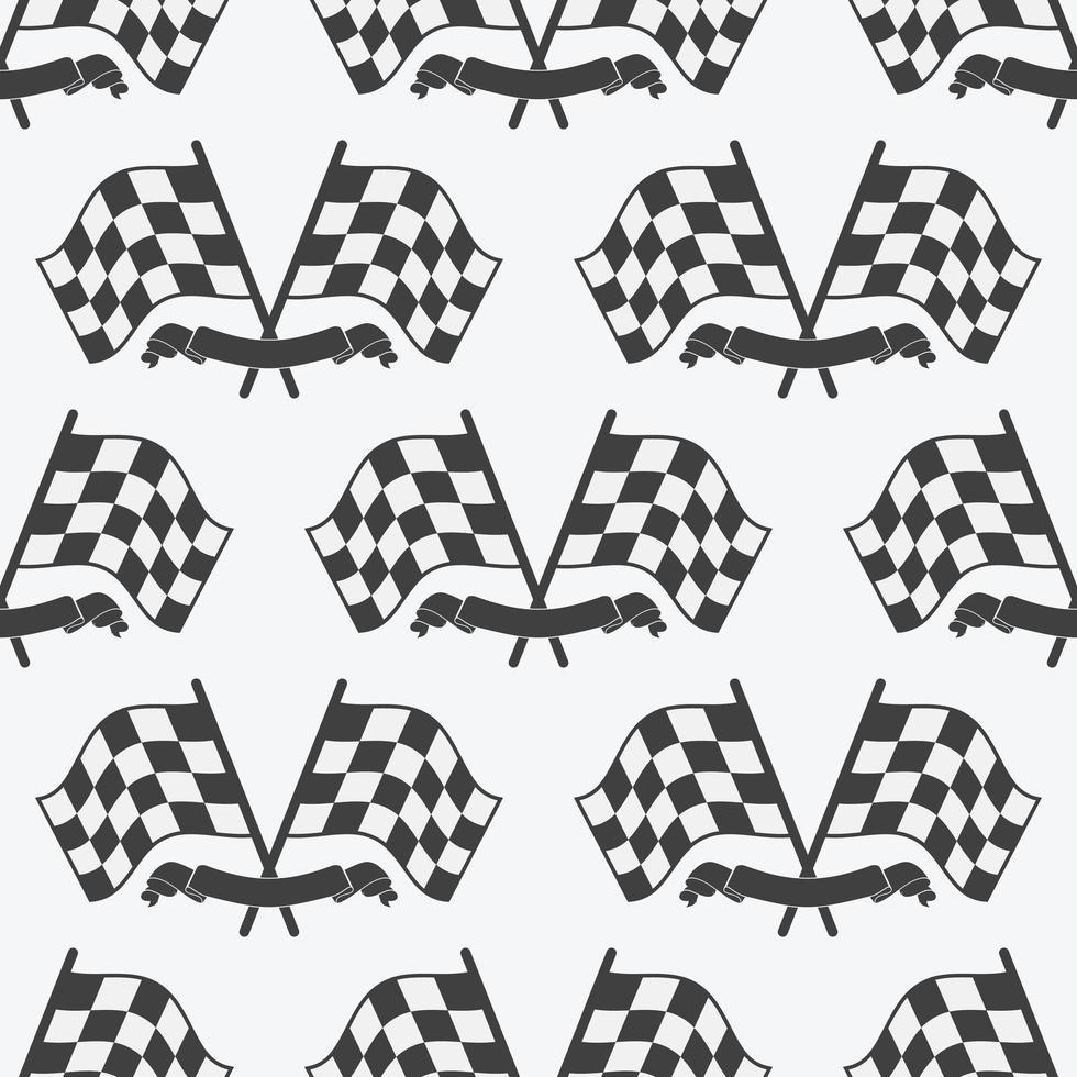 Checkered Flag seamless pattern, racing flags icon and finish ribbon. Sport auto, speed and success, competition and winner, race rally, vector illustration