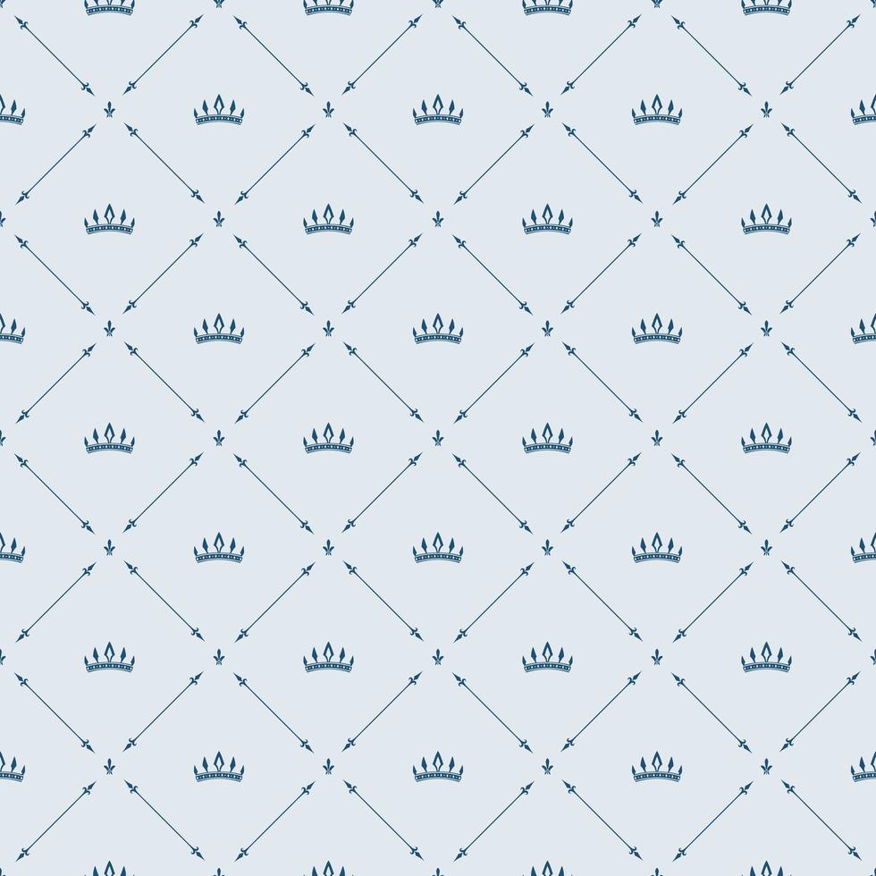 Royal wallpaper seamless pattern with crown and decorative elements. Luxury background vector